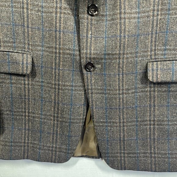 Lauren Ralph Lauren Blazer Mens 44R Brown Blue Plaid Wool Sport Coat Jacket - Picture 4 of 16